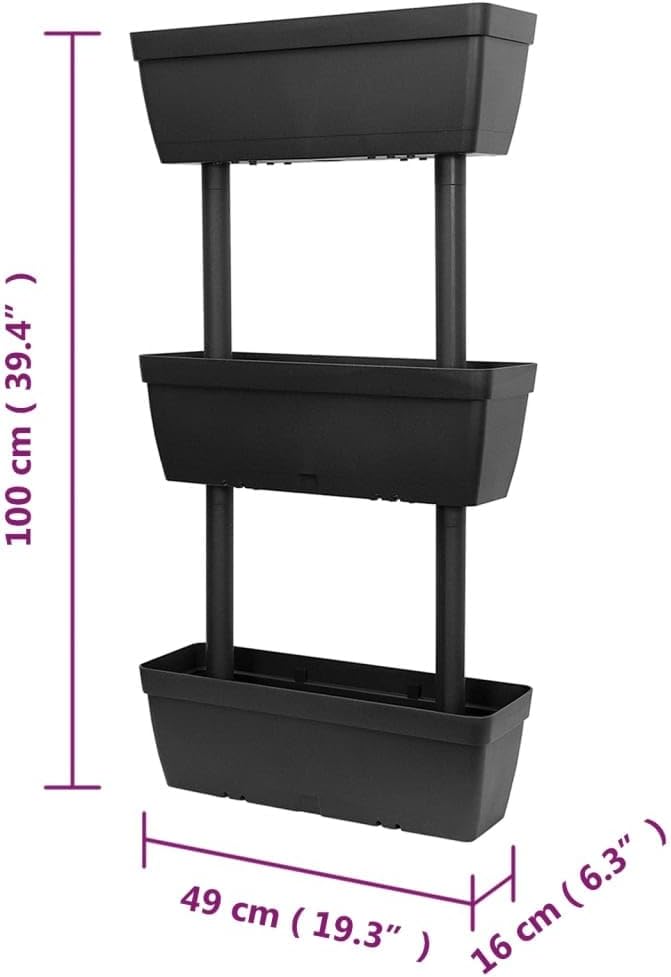 Garden Planter 6 pcs 39.4" Anthracite, Stackable TPR Raised Garden Bed for Outdoor Plants, UV-Proof Patio Flower Box System
