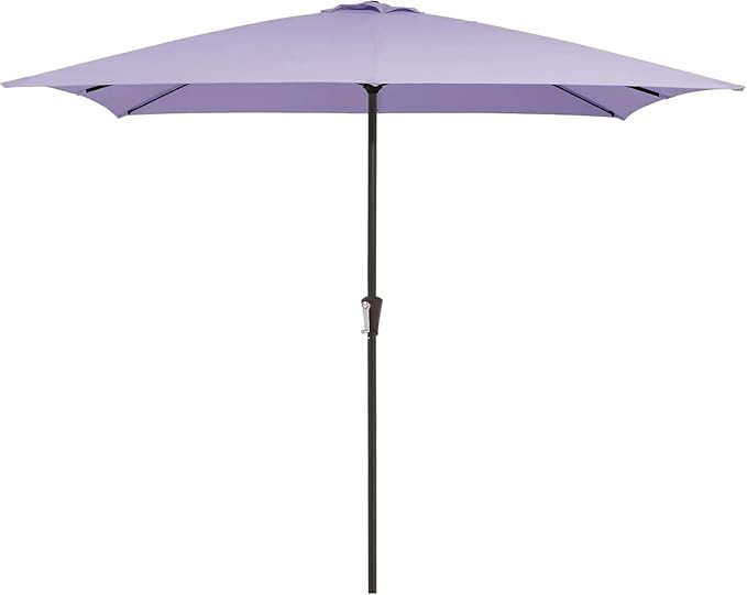 JEAREY 8x10 ft Rectangular Patio Umbrellas Outdoor Table Market Umbrella w/Crank, 8 Sturdy Ribs(Smoke Purple)
