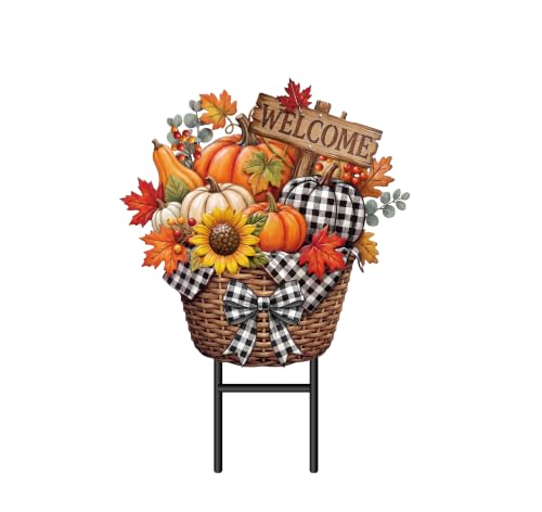 Fall Outdoor Decor Metal Garden Stake Autumn Welcome Yard Sign (Thanksgiving)