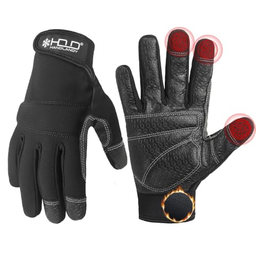Winter Work Gloves for Men & Women (Jet Black / Large)