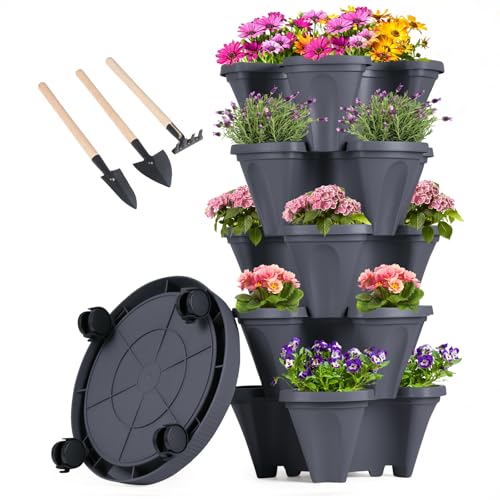 Vertical Planter Tower (Dark Gray / 5 Tier)