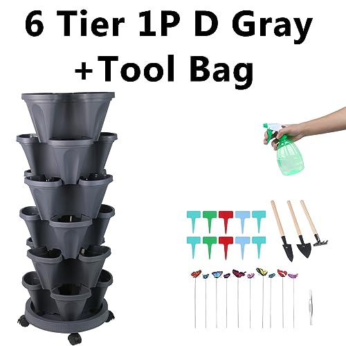 Vertical Planter Tower (Dark Gray / 6 Tier)