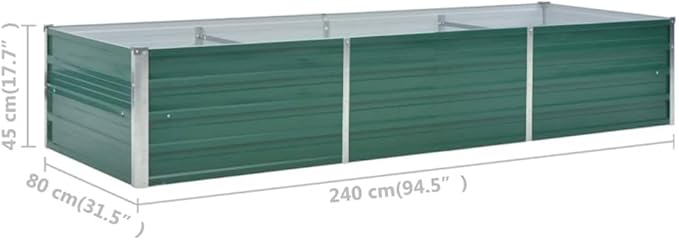 Garden Raised Bed Galvanized Steel 94.5"x31.5"x17.7" Green,Raised Garden Bed,Outdoor Planters for Flower Herb Garden