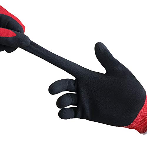 Gardening Gloves for Men (Black & Red (Latex) / Medium (Pack of 6))