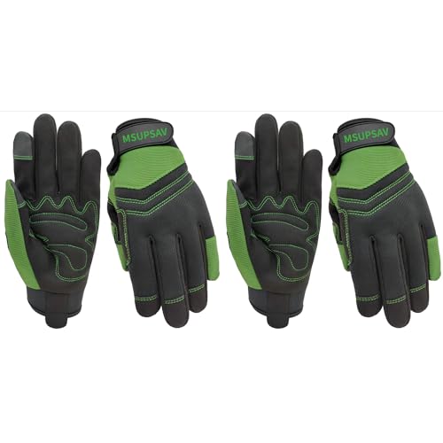 2 Pairs Outdoor Work Gloves (2 Pairs Per Pack-green Work Gloves / Medium)