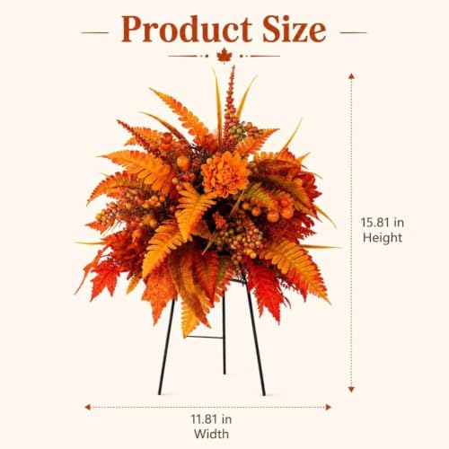 Fall Harvest Artificial Floral Arrangement with Garden Stake (Orange)