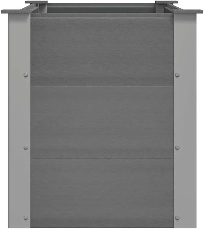 Garden Raised Bed Grey Wood-Plastic Composite Aluminum Planter Box for Outdoor Balcony Patio Planting Flowers Greenery