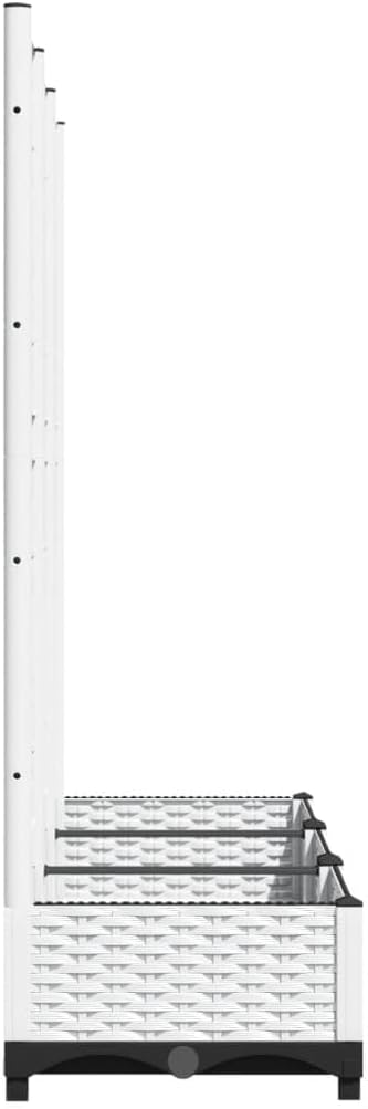 Garden Planter with Trellis White 47.2"x15.7"x47.8" PP Raised Garden Bed Outdoor Elevated Planter Box for Climbing Plants, Durable Polypropylene Material for Tomatoes, Peas, Roses