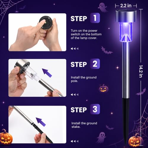 16 Pack Purple Solar Halloween Lights (Purple)