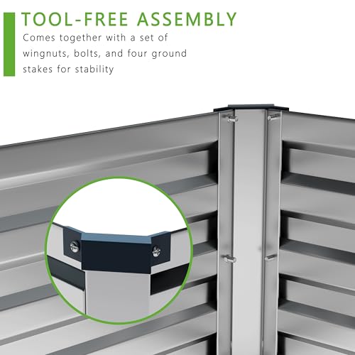 2PCS 8x4x1FT Galvanized Raised Garden Bed Kit (Silver / 8x4x1(2PCS))