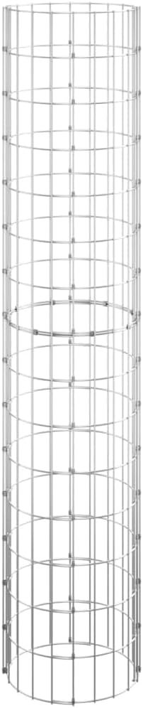 Outdoor Garden Round Gabion Basket Cage Planter Stand Patio Backyard Gabion Post Raised Bed Fencing, Circular Gabion Pole Galvanized Steel Ø11.8"x59.1"