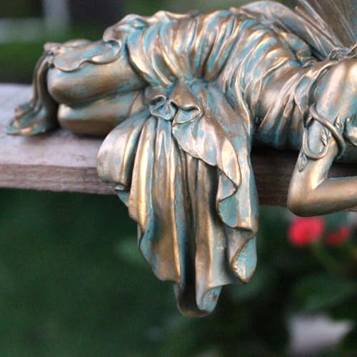 Vintage Bronze Sleeping Fairy Statue Outdoor Garden Decor (Sleeping)