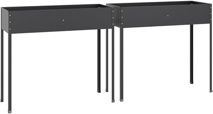 Garden Planters,Freestanding Planters,Multifunctional High Beds,Balcony Planter Box,Plant Privacy Fence,Patio Raised Beds,for Vegetables,Flowers,Herbs,Outdoor,Lawn,2 pcs Anthracite Galvanized Steel