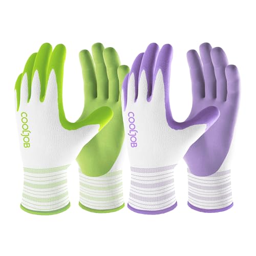 10 Pairs Gardening Gloves for Women (Lavender Purple, Apple Green / Medium (Pack of 10))
