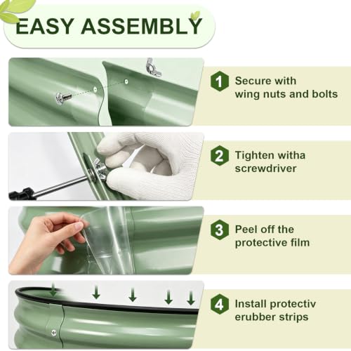 Galvanized Raised Garden Bed Outdoor 8x4x1 ft 1 Pack Oval Green (Green / 8 x 4 x 1 ft)