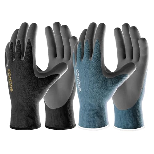 6 Pairs Gardening Gloves for Men (Black & Blue (Nitrile Touchscreen) / Medium (Pack of 6))