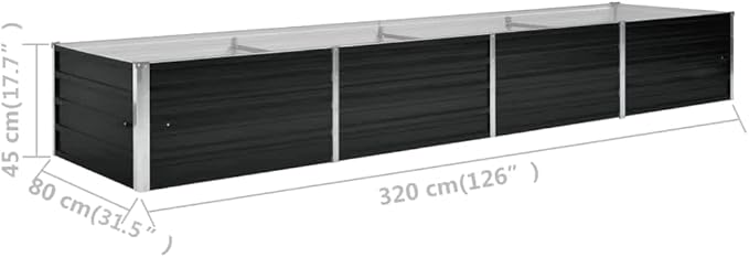 Garden Raised Bed Anthracite 126"x31.5"x17.7" Galvanized Steel,Raised Garden Bed,Outdoor Planters for Flower Herb Garden