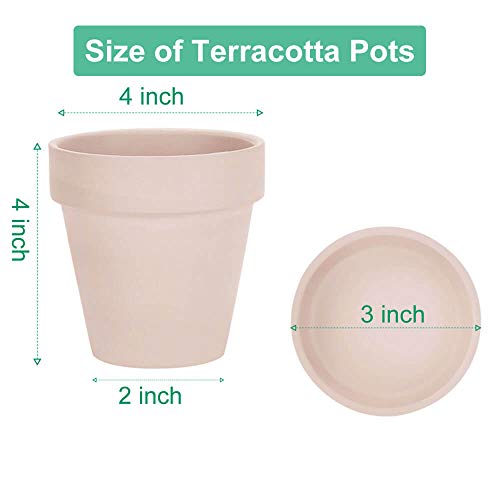4 Inch Pink Terracotta & Clay Pots with Saucer (Pink)