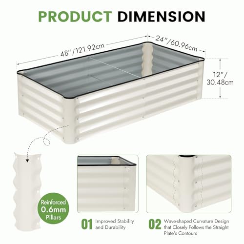 Galvanized Raised Bed (White / 4x2x1FT(2 pack))