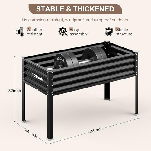 Raised Garden Bed with Legs (Black / 48x24x32in)