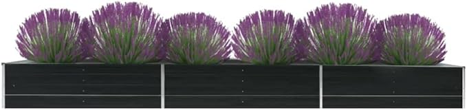 Garden Raised Bed Galvanized Steel 189"x31.5"x17.7" Anthracite,Raised Garden Bed,Outdoor Planters for Flower Herb Garden