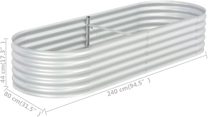 Garden Raised Bed 94.5"x31.5"x17.3" Galvanized Steel Silver,Raised Garden Bed,Outdoor Planters for Flower Herb Garden