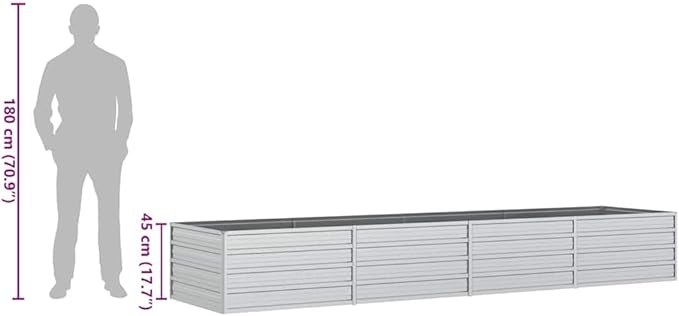 Large Galvanized Steel Raised Garden Bed, Silver Rectangular Outdoor Planter Box for Vegetables, Herbs, Flowers, 126x31.5x17.7 Inch