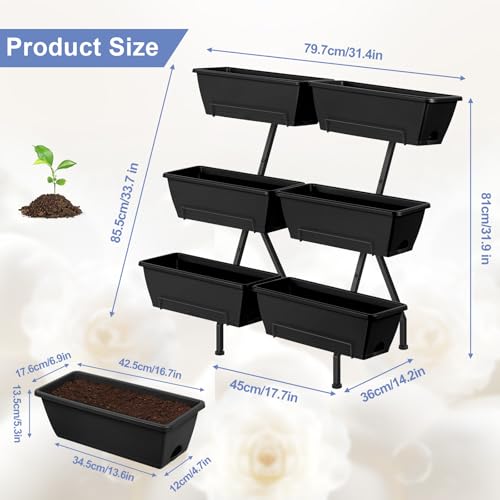 Raised Garden Beds Outdoor with Planter Boxes Vertical Raised Bed with Legs (Black)