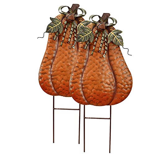 Pumpkin Yard Stakes Sign Outdoor Fall Decor Autumn Garden Stake Art Lawn (B-2pcs)