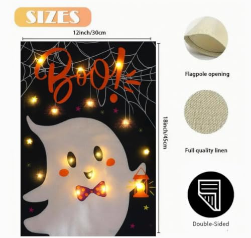 Halloween Lighted Garden Flag for Outside (Ghost)