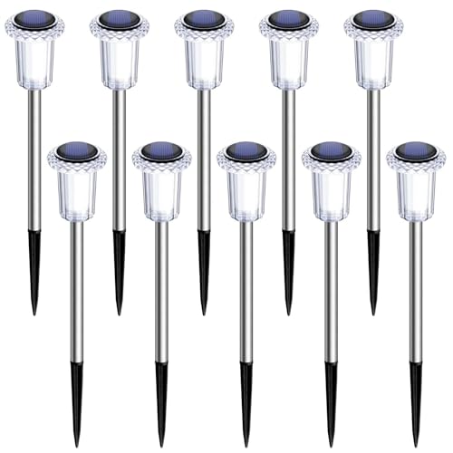 10 Pack Solar Pathway Lights Outdoor Waterproof Warm White LED (Warm 10Pack)