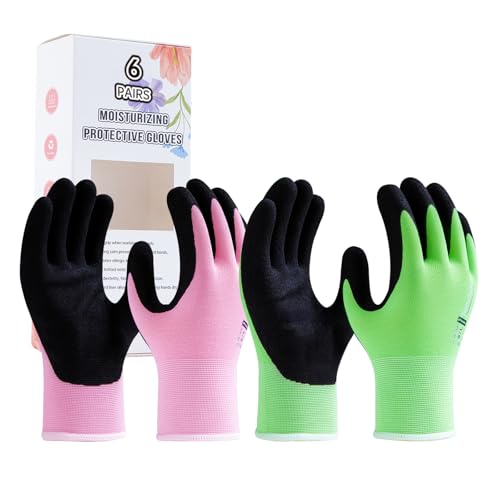 Gardening Gloves Women (Pink&green / Small(6 Pairs))