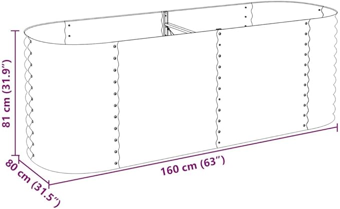 vidaXL Garden Raised Bed Galvanised Steel, Oval Garden Planter for Flowers and Planters, Bottomless Raised Flower Bed, Weather-Resistant, Grey, 94.5"x31.5"x31.9"
