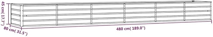 vidaXL Garden Raised Bed - 189"x31.5"x17.7" Corten Steel Planter for Outdoor Gardens/Balconies/Patios