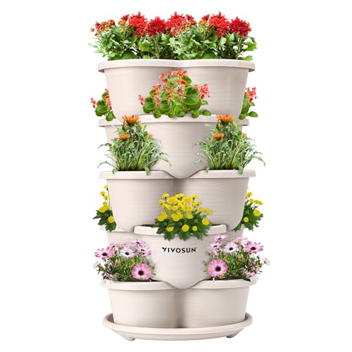 5 Tier Vertical Gardening Stackable Planter for Flowers (1 Pack)