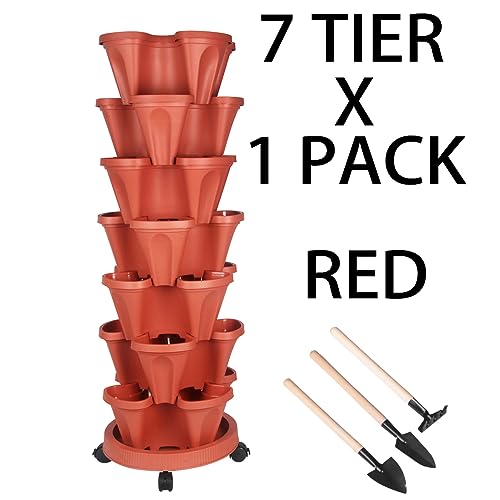 Vertical Planter Tower (Red / 7 Tier)