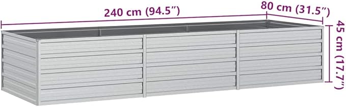 Garden Raised Bed Silver Galvanized Steel, Large 94.5x31.5x17.7 Inch Outdoor Planter for Vegetables, Herbs, Flowers