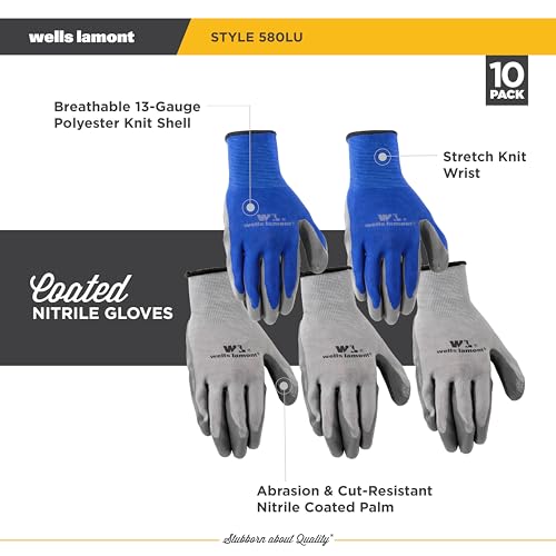 10 Pair Pack Nitrile Work Gloves
