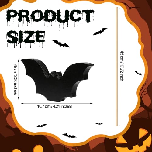 6 Pcs Halloween Wood Bat Garden Stakes Fall Plant Decor Outdoor (Bat2)