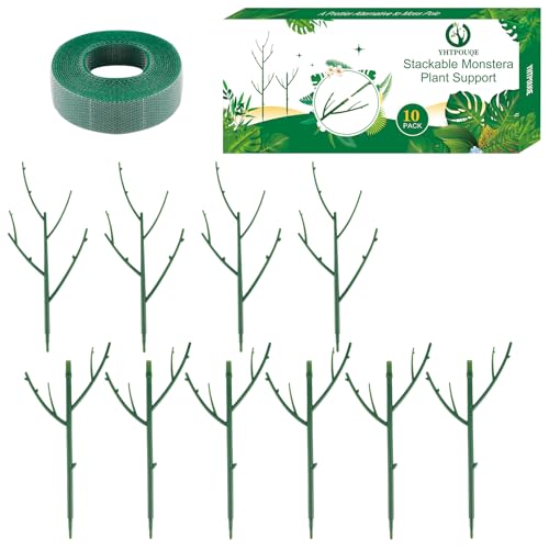 10 Pack Stackable Monstera Plant Support (Dark Green)