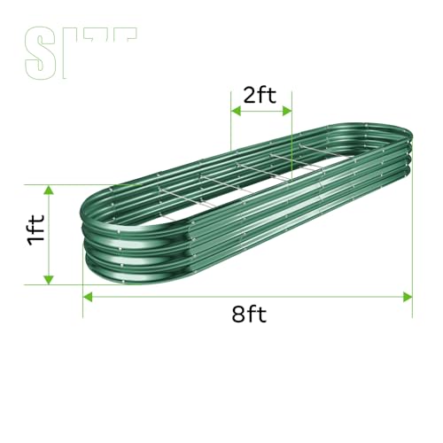 8×2×1ft Galvanized Raised Garden Bed Kit (Green / 8x2x1ft)