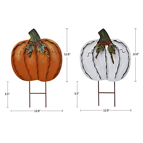 Pumpkin Garden Stakes Yard Sign Outdoor Fall Decor Autumn Yard Stake Art (A+C)