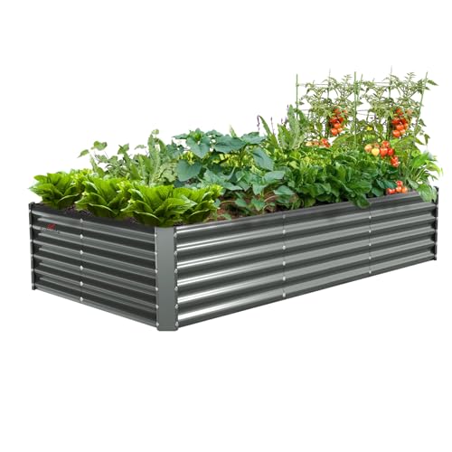 Anleolife 8x4x1.5ft Rectangular Raised Garden Bed Kit (Quartz Grey-rectangle / 96x48x18'' Tall)