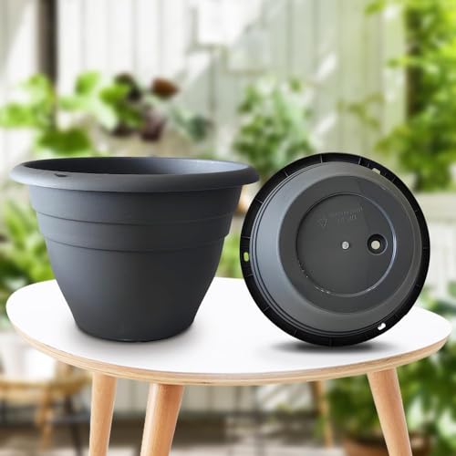 5 Pack 10 Inch Plant Pots for Indoor Outdoor (Gray / 10 inch)