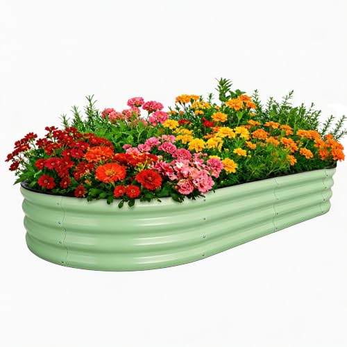 Galvanized Raised Garden Bed Outdoor 8x4x1 ft 1 Pack Oval Green (Green / 8 x 4 x 1 ft)