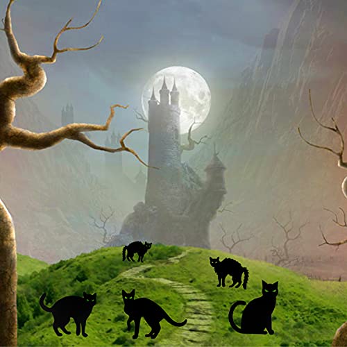 6 Pack Halloween Black Cat Yard Signs with Stakes Scary Silhouette Halloween Decorations for Outdoor Yard Lawn Garden Halloween Decor (Cat)