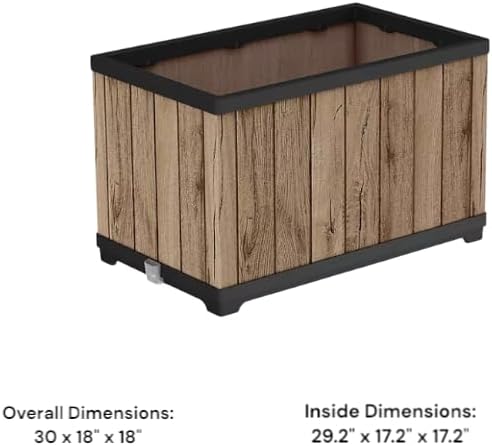 Raised Garden Bed Outdoor Planter Box, Wood-Look, Weather-Resistant, for Vegetables, and Flowers – Backyard, Patio, or Balcony Gardening (30" Resin-29 Gal.)