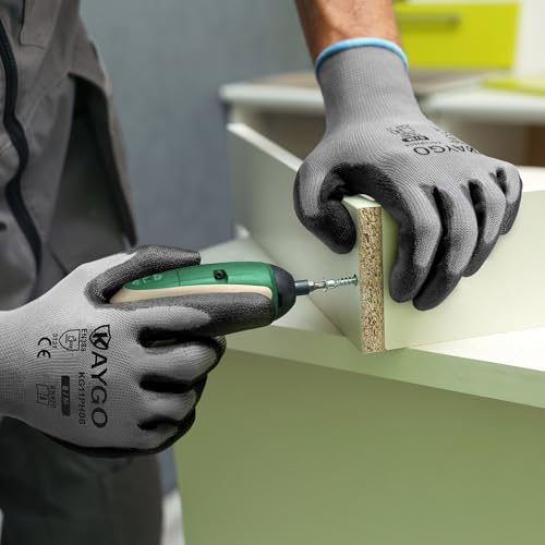 Safety Work Gloves for Men Women (Grey / X-Large)