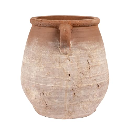 Large Orange & Whitewashed Terracotta Urn (Orange and Whitewashed)