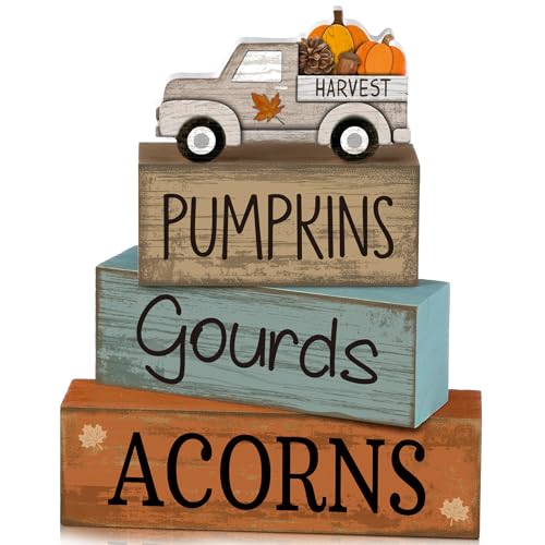 4 Pcs Fall Table Decoration for Home Rutic Fall Truck Decor (Pumpkin Car)